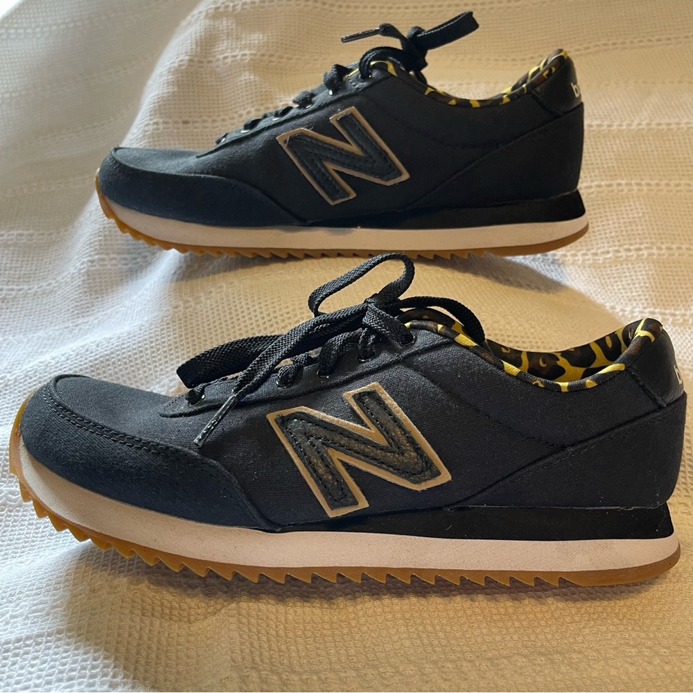New Balance 501 Black Leopard Print Gum Ripple Sole Sneakers WZ501JAA Womens 6.5